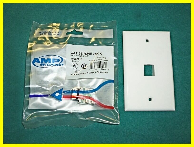AMP 406372-2  Modular Ethernet Connectors  RJ45 + Wall Plate Tyco  110  (Qnty 1)
