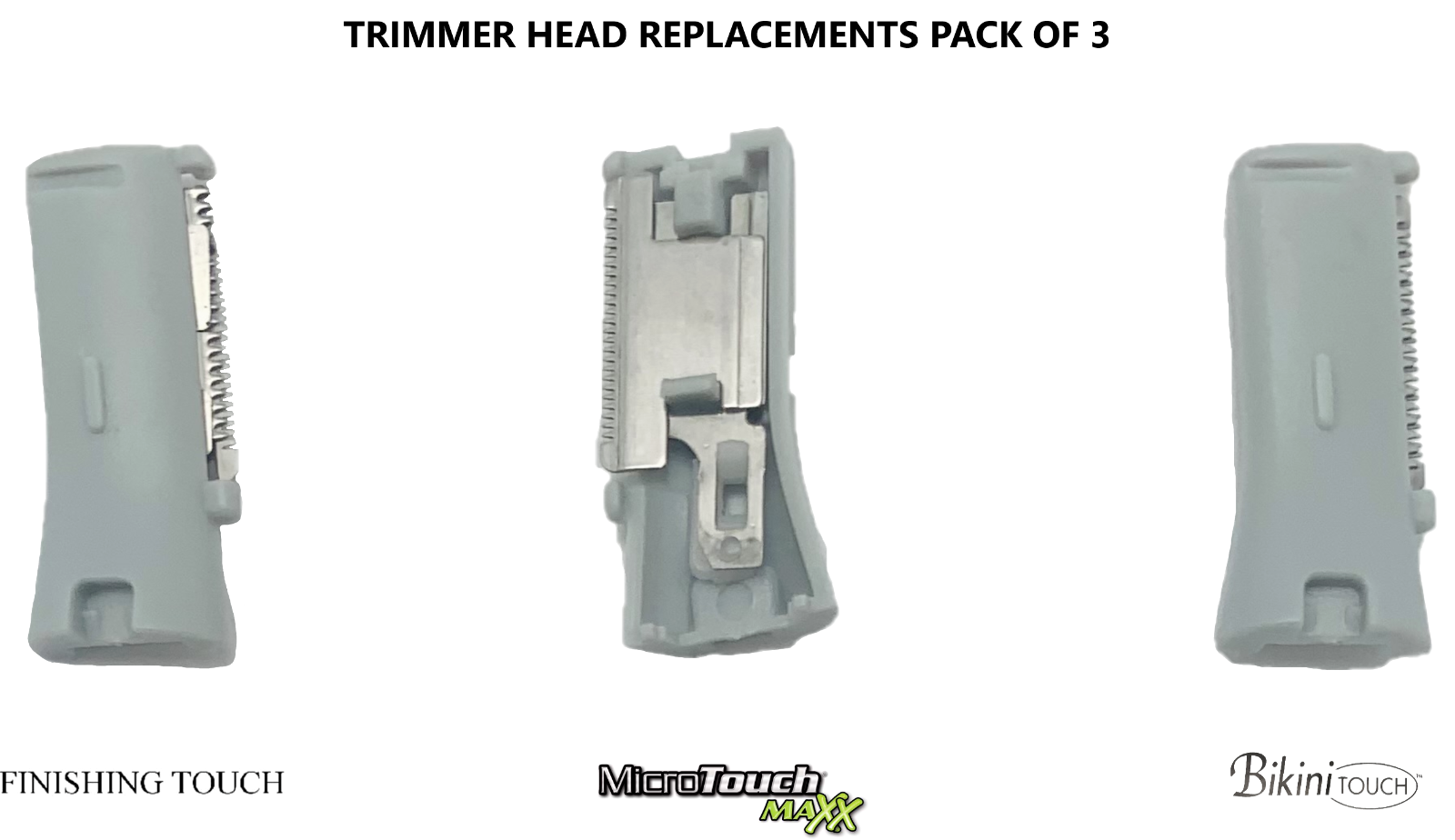 Bikini Finishing Micro Touch Turbo Replacement Trimmer Head Blade Pack of 3 Grey-image