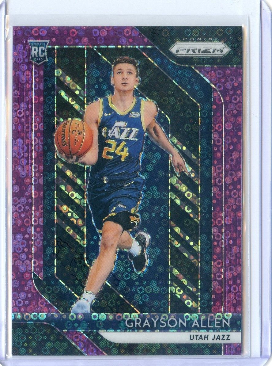 2018-19 Panini Prizm GRAYSON ALLEN RC ROOKIE #123 PURPLE DISCO PRIZM /75 JAZZ