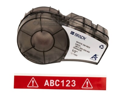 M21-500-595-RD Brady weiß auf rot 6,4 m x 12,70 mm Innen Außen Vinyl Etikett