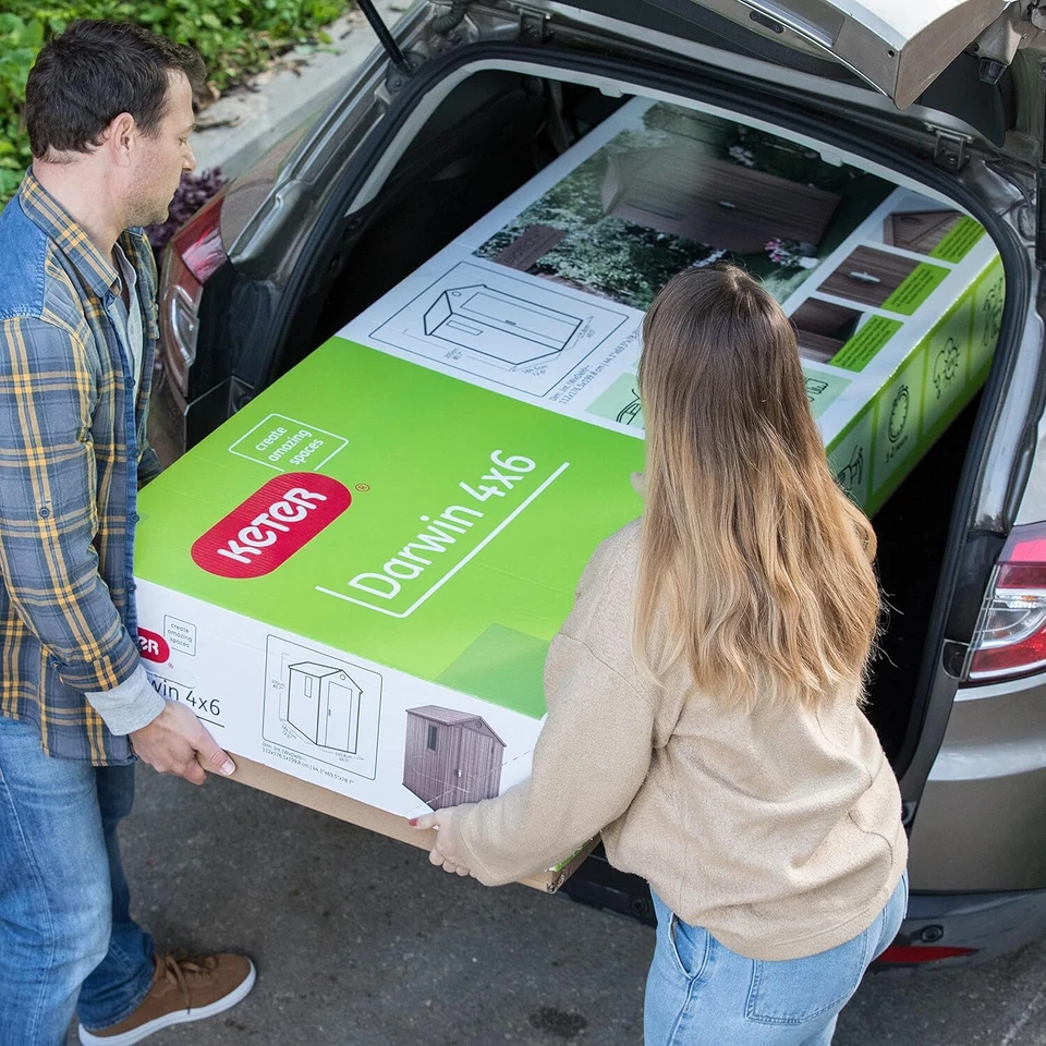 Garden Shed Keter Darwin 6 x 4 ft Grey Outdoor Apex Patio Plastic Storage - Image 4 of 4