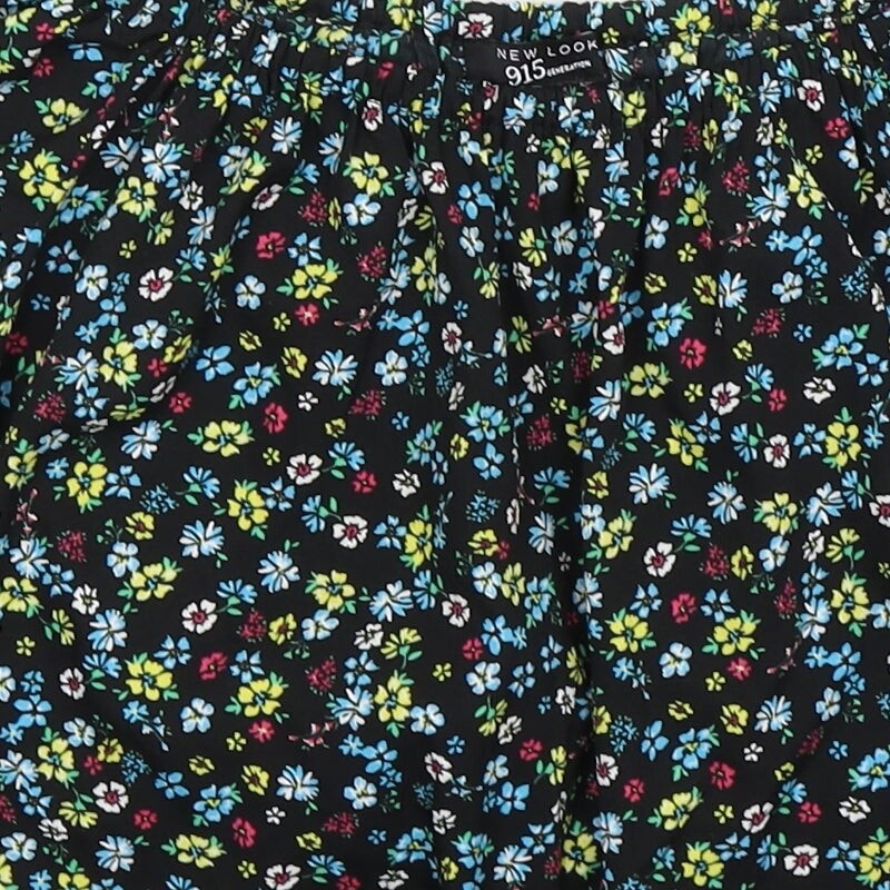 T-shirt New Look Fille - Noir Floral Coupé - Taille 12-13 Ans - Coton
