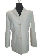 Vintage Bowdon Blazer Women's Size 38 Jacket Cream Buttoned Collarless