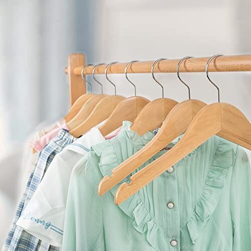 Juniors Preteen Older Children Wooden Coat Hangers 14 Inches Wood Dress Shirt Ja - Picture 7 of 9
