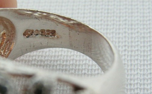 VINTAGE 925 STERLING SILVER AMBER CITRINE OCTOGON CUT RING SIZE 8 to 81/4 FLOWER - Picture 8 of 12