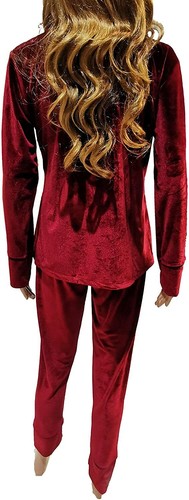 Trifolium Velour Velvet Pyjamas Set 2 Piece Warm Coral Fleece Set of Lounge wear - Picture 22 of 28