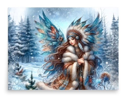 Native American Winter Fairy Art Print, Canvas, Framed Print, Fairy Wall Art - Picture 117 of 126
