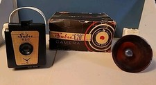 Vintage Mid Century SABRE"620" Camera With Orig Flash Holder, Box  Instructions