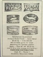 Flying Belt Buckles Stoddard WI Pilot Airplanes Vintage Print Ad 1979