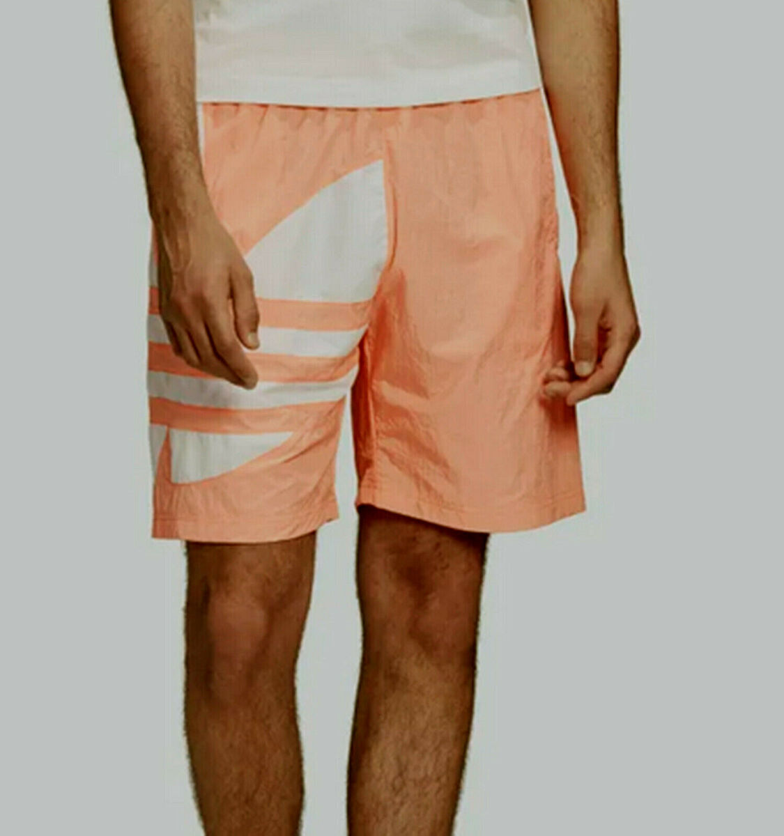 MENS ADIDAS ORIGINALS BIG TREFOIL SWIM SHORTS CHALK CORAL SIZE UK M, L NEW RARE eBay adidas BIG TREFOIL SWIM SHORTS