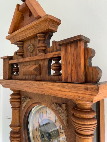 Antique German Junghans Movement Regulator Wall Clock, Art Nouveau, 1900s - Picture 6 of 13