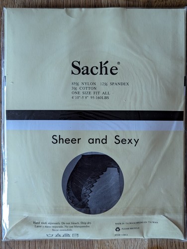 Vintage Sache Pantyhose Sheer And Sexy Cotton Crotch Deadstock Sealed One Size - Picture 4 of 5