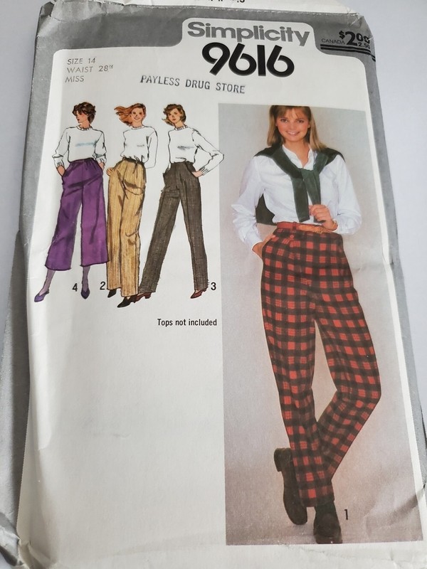 Simplicity Misses' Pants Pattern Sz 14 Waist 28" Tapered Straight Cropped & Wide