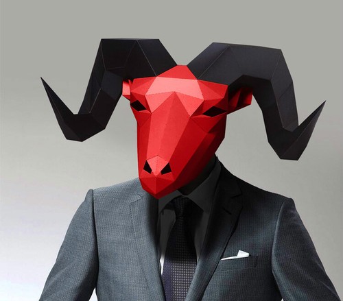 3D Paper Mask Fashion Goat Animal Costume Cosplay DIY Paper Craft Model Mask - Picture 2 of 5