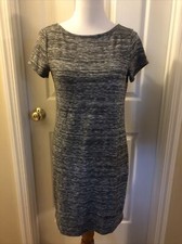 Ann Taylor Loft Dress Size XS Womens Grey Short Sleeve Pullover Crew Neck Cotton