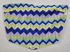 Chevron Tube Top Tie Back Cropped Shirt Womens Blue