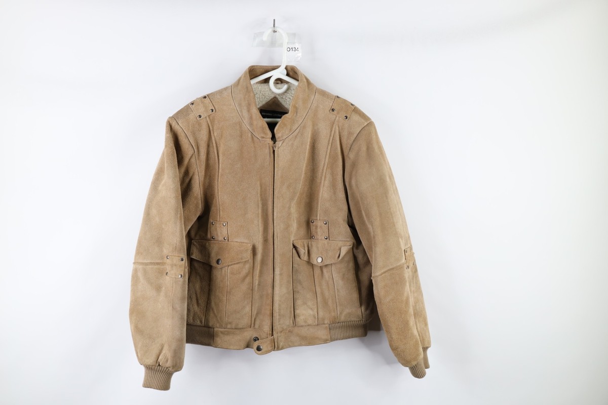 Vtg 90s Streetwear Mens 44 Distressed Fleece Lined Suede Vtg 90s Streetwear Mens 44 Distressed Fleece Lined Suede