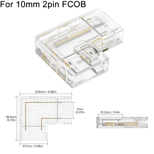 4 PIEZAS Conectores de Cubierta Transparentes en Forma de L CCT RGB FCOB FOB Tira de Luces LED - Imagen 8 de 21