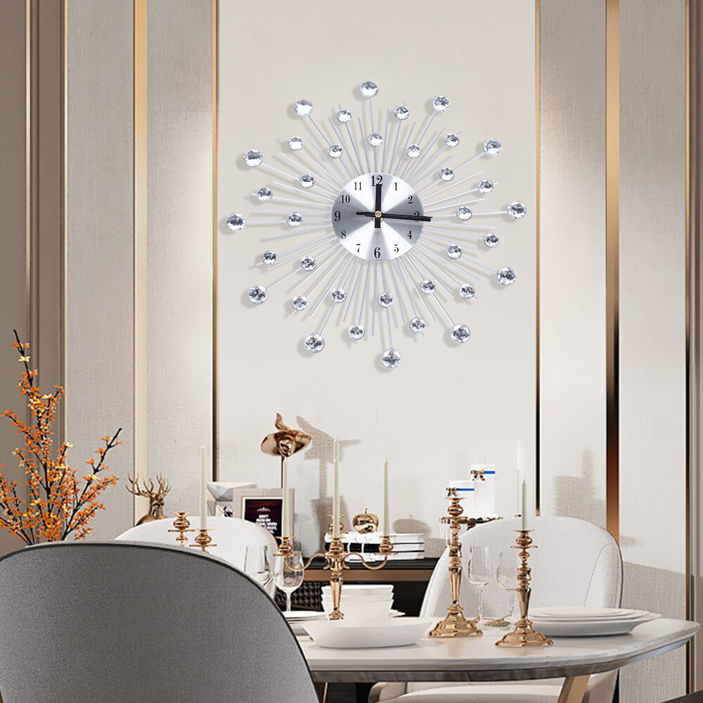 Modern Large Wall Clock 3D Metal Wall Watch Silent Home Living Room Luxury Decor