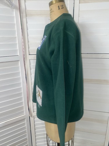 Christmas Polar Fleece Green Christmas Full Zip Embroidery Patches Snowflake LRG - Picture 4 of 10