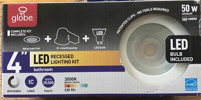 Led Shower Bulb Globe Electric LED Shower 4 in. White Recessed Kit Bulb Included | eBay