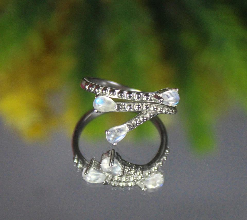 Blue Rainbow pear Ring,Amazing Rainbow Ring ,Sterling Silver Ring,Size 7 - Image 4 of 4