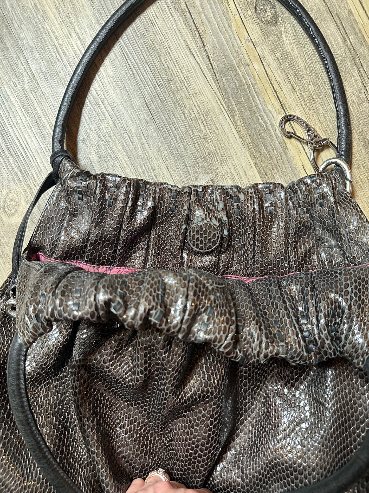 Brighton Breelan Python Embossed Leather Hobo Han… - image 13