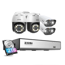 ZOSI 4K NVR 5MP H.265+ PoE Human Detection Security Camera System Remote View 2T
