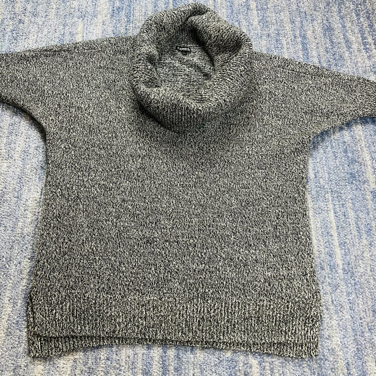 Express Sweater Woman s Large Gray Cowl Neck Short Dolman Sleeve