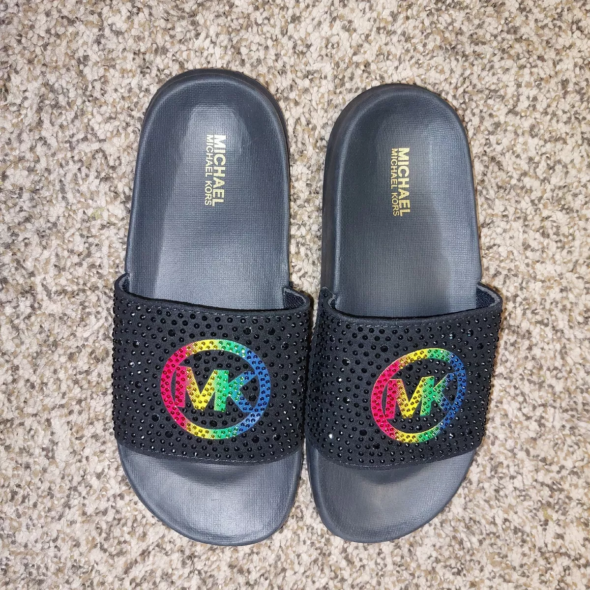 Michael kors shop rainbow slide sandals