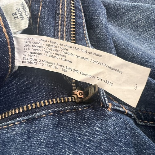ELOQUII Women's Classic Fit Peach Lift Distressed Skinny Jean Dark Wash 22 NWT - Picture 11 of 11