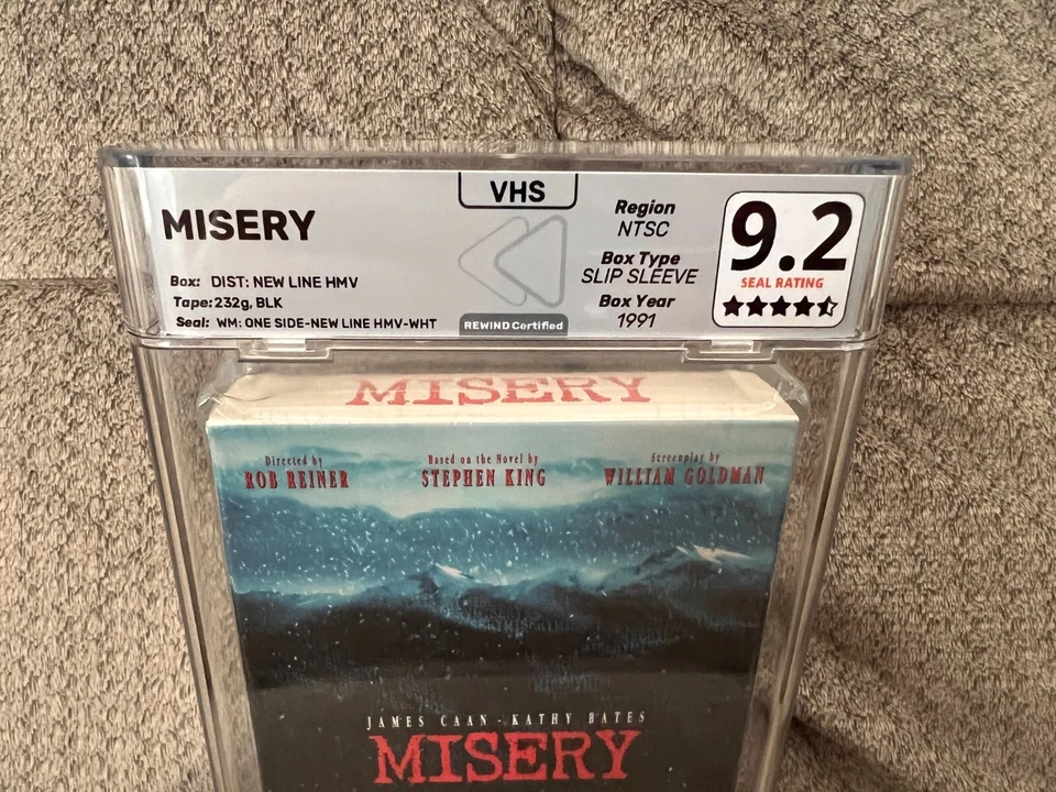 MISERY VHS REWIND Graded BOX 9.2 MINT/SEAL 4.5/5 w/Watermarks Factory Sealed Foto 2 de 4