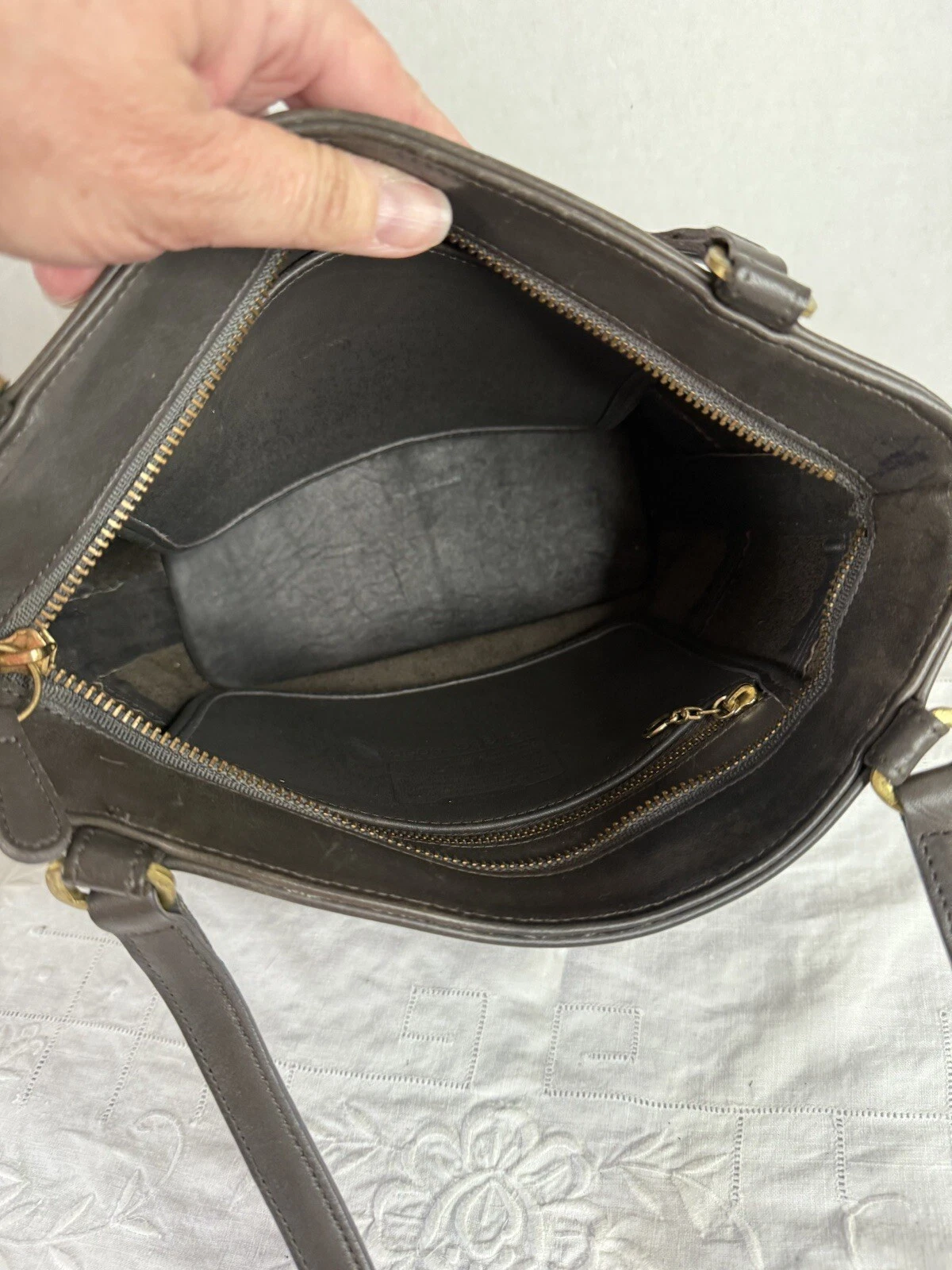 Borsa a tracolla Coach 9098 Tribeca Shopper vintage in pelle RARA peltro