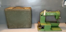 Vintage Swiss Elna Grasshopper Portable Sewing Machine With Metal Case