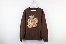Vtg 90s Streetwear Womens Large Fall Harvest Flowers Pumpkin Sweatshirt Brown
