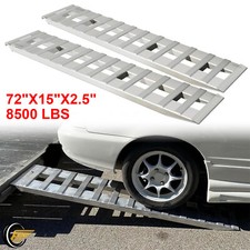 72" X 15" Aluminum Hook Ramps 8500Lbs Car Trailer Truck 1 Pair Ramps Hook End