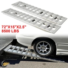 72" X 15" Aluminum Hook Ramps 8500Lbs Car Trailer Truck 1 Pair Ramps Hook End