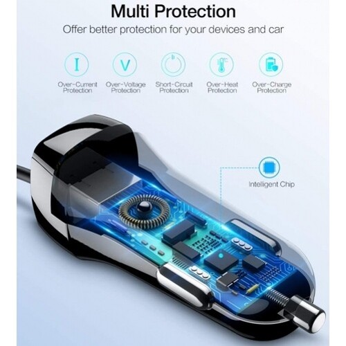 36W Fast Car Charger USB-C Power Adapter Coiled Type-C Cable for Cell Phones - 第 2/7 張圖片