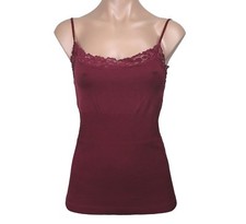 Women's Lace Trim Nightgown Sleepwear Spaghetti Strap Tank Top Burgandy New