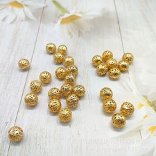 200 Golden Plated Metal Round Filigree Spacer Beads 6mm Jewelry Findings
