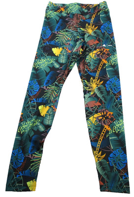 Adidas Disney AEROREADY Leggings Kids Size 14-16 Multicolor Jungle Print (1240)