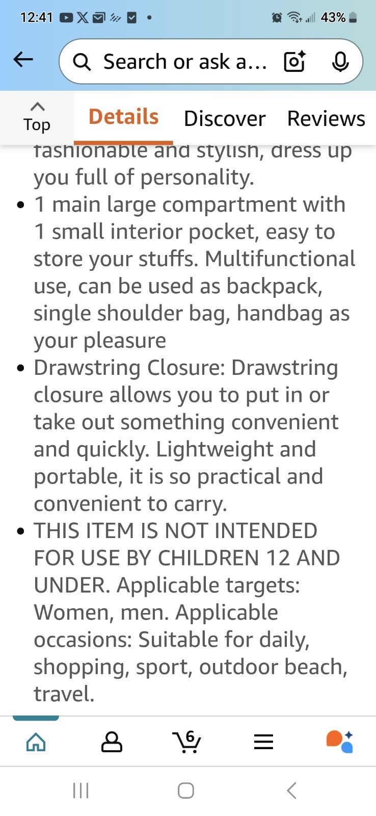 Knit Drawstring Bag Lightweight Boho Backback Car… - image 12