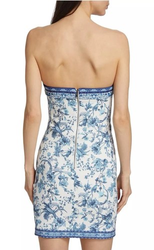 Alice + Olivia Kelly Square Bust Floral Blue White Mini Dress NWT Sz 4 - Picture 11 of 11