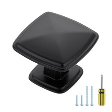 20 Pack Cabinet Pulls Single Hole Black Cabinet Handles Solid Suqare Drawer P...