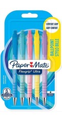 Image of Paper Mate Flexgrip Ultra Ballpoint Pens Blue Ink 1.0mm Medium Tip 5 Pack  BLACK
