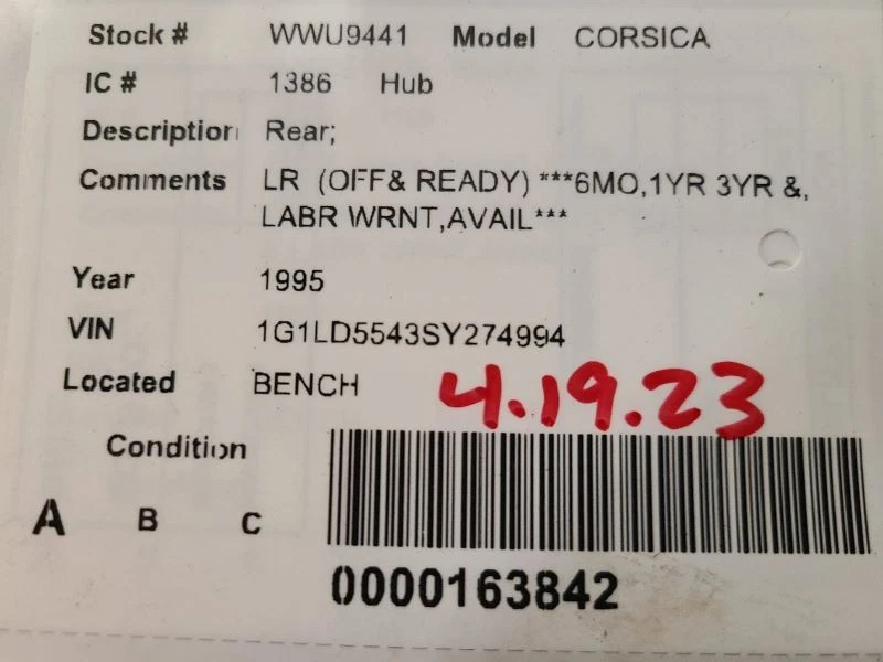 Buje trasero con ABS compatible con 92-05 CAVALIER 1970862 Foto 3 de 3