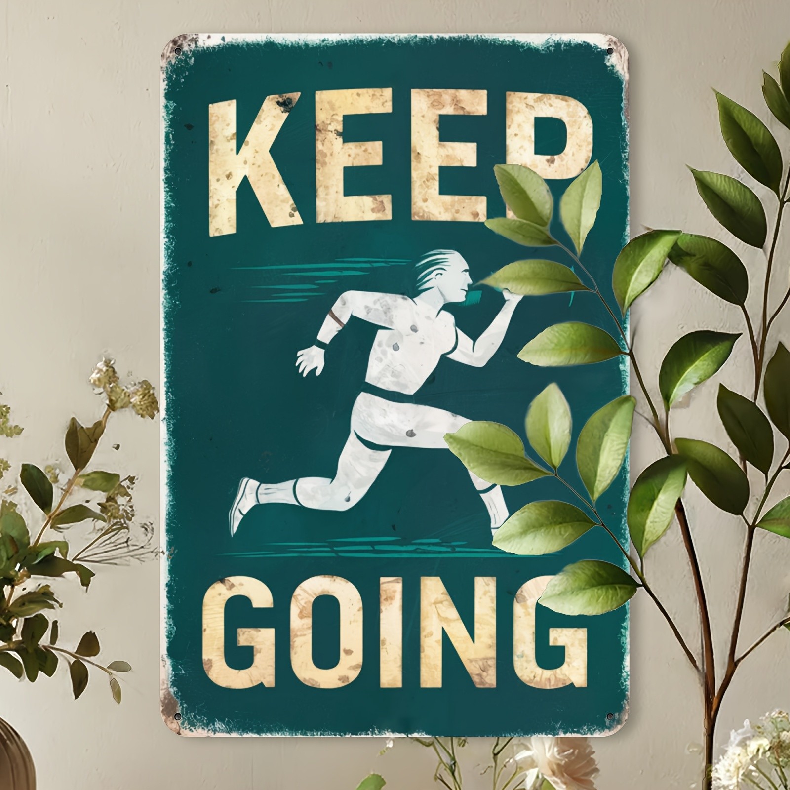 Keep Going Metal Sign Motivational Fitness Home Gym Wall Hanging Decoration Gift