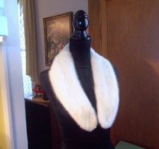 Vintage Off White Ivory Mink Fur Collar Scarf Neck Warmer 33" Beautiful