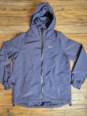 HUF Brand Mens Size M Shell Jacket Lightweight Water-Resistent Zip-Up Hood READ