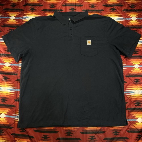 Carhartt Polo Shirt Mens 3XL Blue K570 Loose Fit Pocket Workwear Short Sleeve - Picture 3 of 8